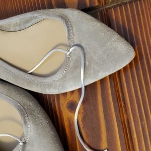 Silver ballet flats suede leather women's size 36